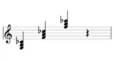 Sheet music of F Mb5 in three octaves